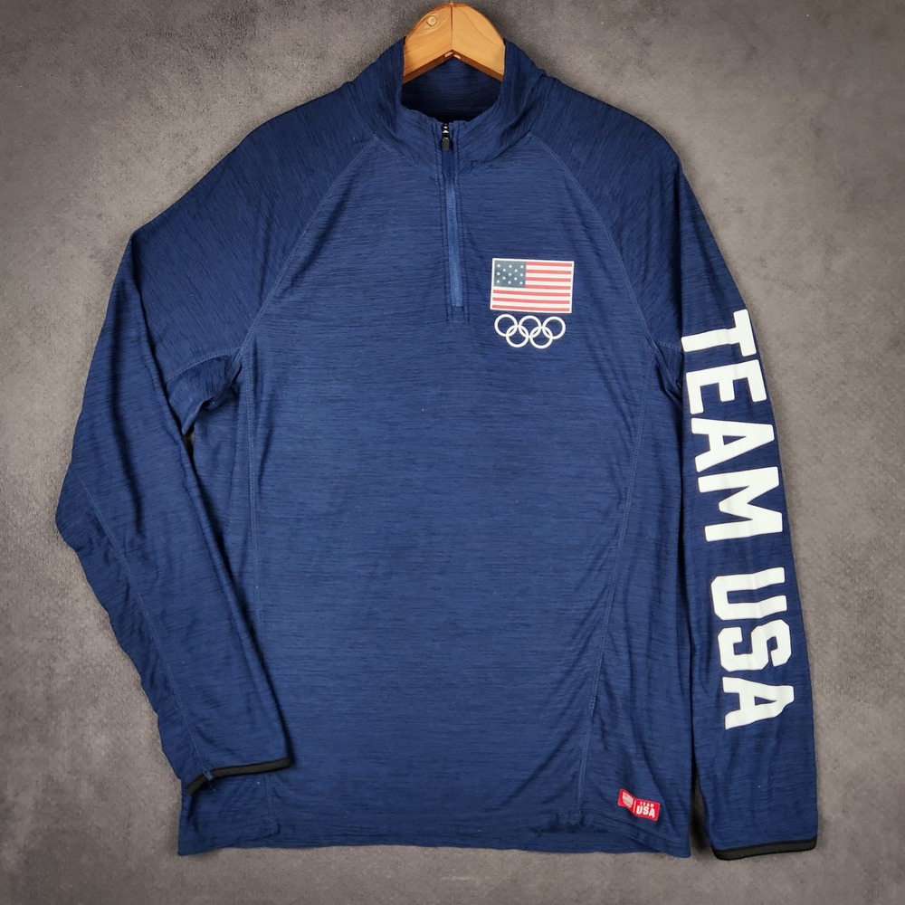 Team USA‎ 2020 1/4 Zip Pullover Mens Medium Navy Blue Olympic Rings Performance